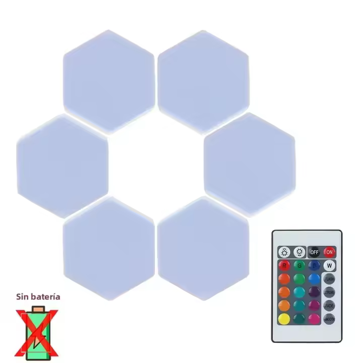 6pcs Luz De Pared LED Hexagonal De Control Táctil Luz De Noche Sensible Al Toque Luz De Celdas De Miel Luces Nocturnas - 1