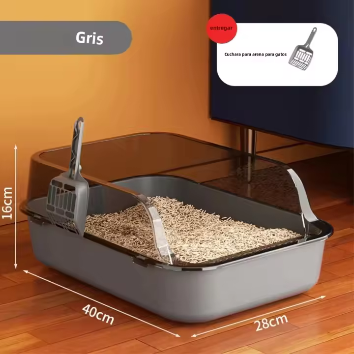 Caja De Arena Para Gatos Semi-cerrada Desmontable Anti-salpicaduras Gran Capacidad No Adhiere Película Plástica Para Mascotas Apto Para Gatos Y Gatitos - 1