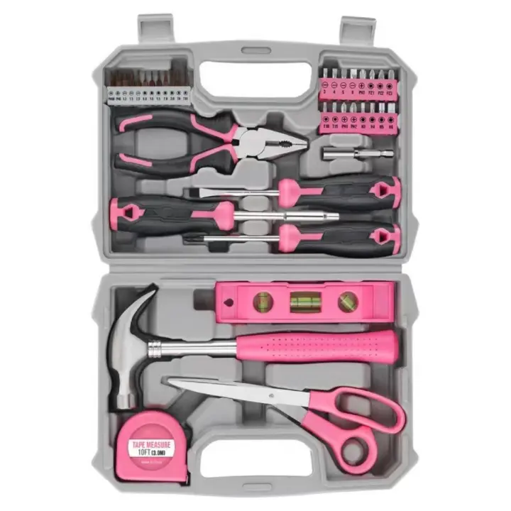 Caja Herramentales: Maletin Herramientas Bricolaje Complete, Juego Kit Herramientas Rosa Profesional for Mujer, Home, Oficina - 1