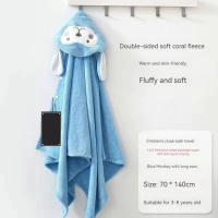 Toalla De Baño Para Bebé De Peluche Suave Absorbente Y Secado Rápido Sin Pelusa Diseño De Animal De Cartoon Mejor Para Niños Pequeños En Invierno - details 4