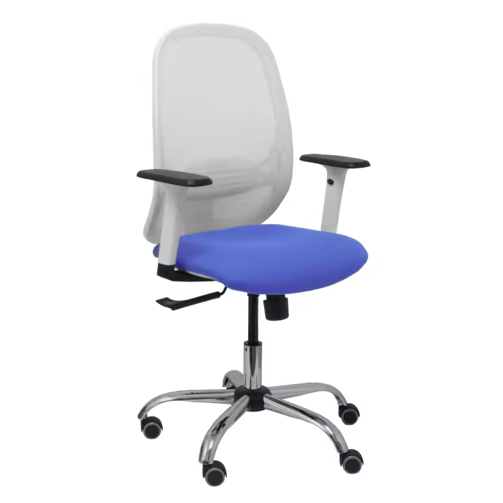 Silla de Oficina Ergonómica Piqueras Y Crespo con Brazos y Refuerzo Lumbar Regulables, Asiento y Respaldo Transpirable, Base Cromada y Ruedas de Parqué - 1