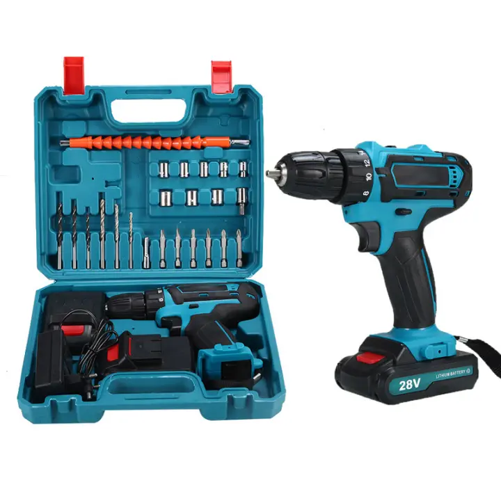 Taladro atornillador inalámbrico, taladro percutor, herramienta eléctrica con 2 baterías, alta potencia de 21 V, velocidad de 1350 RPM, 25 + 3 configuraciones de torque, 24 tipos de accesorios, adecuado para reparaciones del - 1