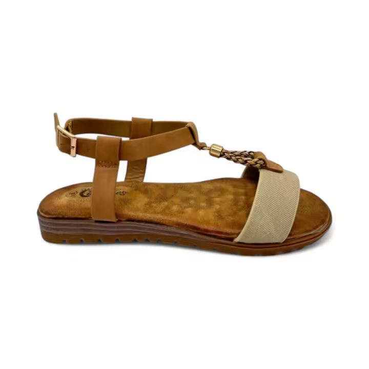 Sandalias marca Calzapies para mujer en color beig - 1
