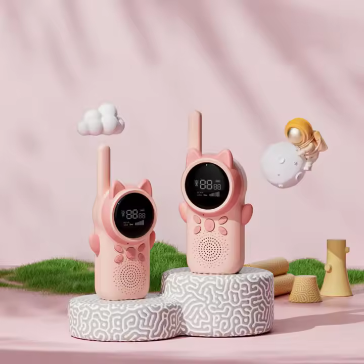 Walkie-talkies recargables para niños, paquete de 2, de largo alcance, 22 canales, radio bidireccional con linterna LCD retroiluminada, juguetes para niños de 3 a 12 años, juegos familiares, senderismo al aire libre, camping. - 1