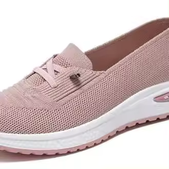 Zapatillas ortopédicas sin cordones para mujer, zapatos para caminar tejidos de malla transpirable, de caña baja, ligeros, anchos, suela suave, soporte para el arco, zapatos antideslizantes - 1