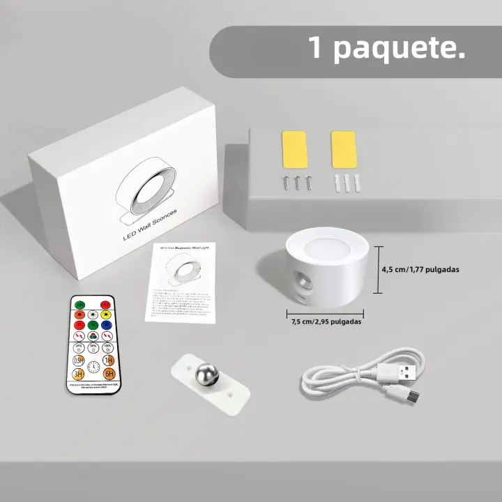 Lámpara De Pared LED Moderna RGB Con Batería USB 2000mA Control Táctil 3 Modos De Brillo Y Rotación Libre De 360 Grados Para Cocina Dormitorio Foyer Estudio Baño - 1