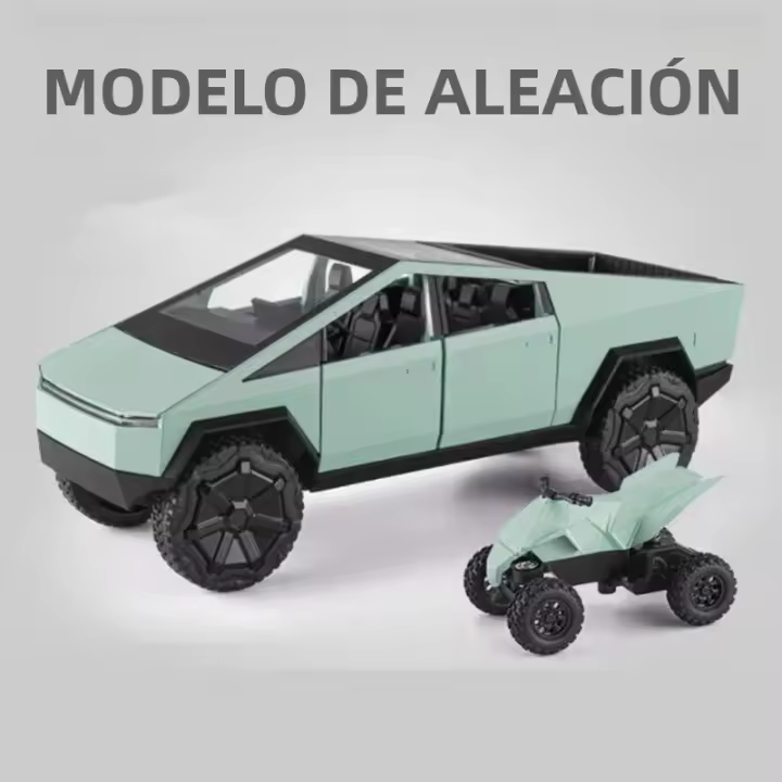 Modelo De Camión Tesla Cybertruck 1/24 Metal Toy Vehículo Off-road Con Sonido Y Luz Regalo Para Niños Simulación De Coche De Aleación - 1