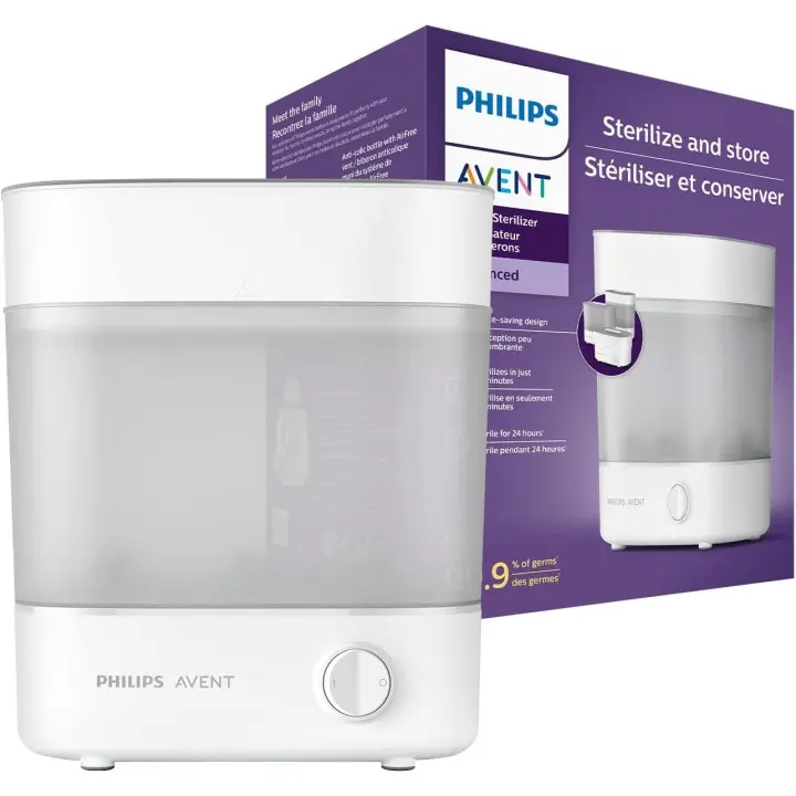 Philips Avent Esterilizador De Botellas Eléctrico A Vapor Para Hasta 6 Biberones, Tetinas, Chupete, Sacaleches Y Accesorios, Diseño Modular, Elimina el 99.9% de Gérmenes Dañinos, Color Blanco - SCF291/00 - 1