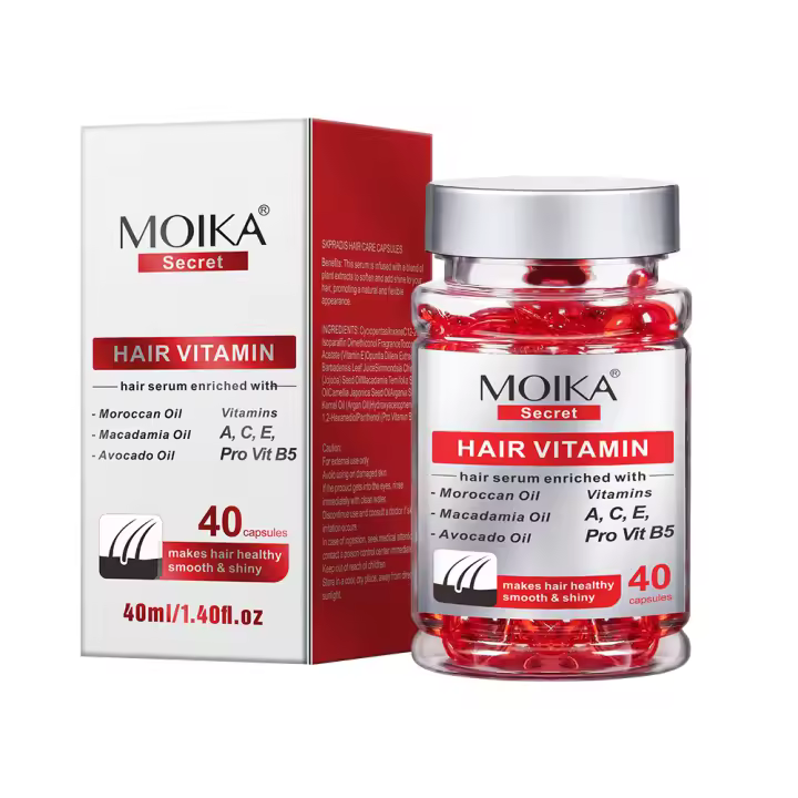 Suero vitamínico para cabello dañado y encrespado, suero para el cuidado del cabello con aceite de argán, vitaminas A, C, E, provitamina. B5 Cuidado del cabello seco (40 unidades rojas (1 paquete)) - 1