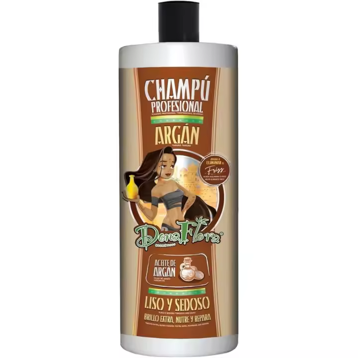 Dona Flora Champú Liso y Sedoso con Argán Dona Flora – Hidratación Profunda, Control del Frizz y Brillo Intenso - 1