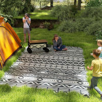 Outsunny Alfombra de Exterior 182x274 cm Alfombra Reversible con Patrón de Geométrico de Cenefa Impermeable Bolsa de Transporte para Terraza Balcón Patio Camping Playa - details 1
