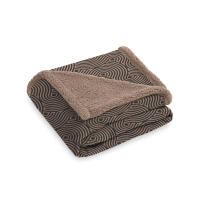 Manterol - Manta plaid de sofá de borreguito ondas chocolate. Tejido de sherpa extra suave, cálido y mullido, ideal para sofá o pie de cama. - details 0