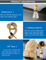 Lámpara Colgante Vintage Edison E27 De Cuerda De Lino Retro Estilo Industrial Para Decoración De Loft Y Hogar Fuente De Luz Halógena - details 1