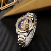 Reloj De Negocios Para Hombre Reloj De Moda Resistente Al Agua 30M Acero Inoxidable Con Esqueleto Hueco Y Diamantes Cuarzo Reloj A4281 - details 4