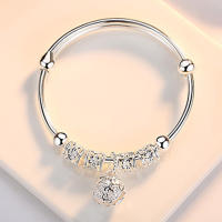 Pulseras Ajustables De Bolas Con Campanas Huecas En Plata De Alta Calidad Para Mujer Joyería De Moda Para Fiestas Y Bodas Regalos Del Festival - details 1