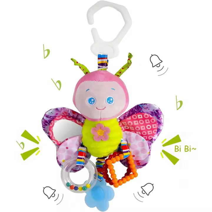 Juguetes para cochecitos y asientos de coche, juguetes para la dentición, juguetes para cochecitos, juguetes con clip para niños pequeños, juguetes de peluche suaves para bebés y niñas de 3 a 12 meses - 1
