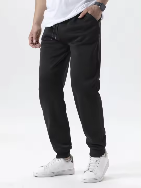 Pantalones De Correr Invierno Para Hombre/Mujer Joggers Deporte Fitness Gimnasio Fleece Color Sólido Trousers De Poliéster - 1