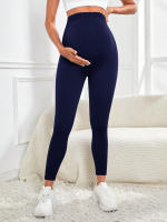Leggings De Maternidad Con Soporte Para El Bello Algodón Tejido De Spandex Para Mujer Trousers De Cintura Alta Para Embarazadas Ropa De Embarazo Para Todas Las Estaciones - details 6