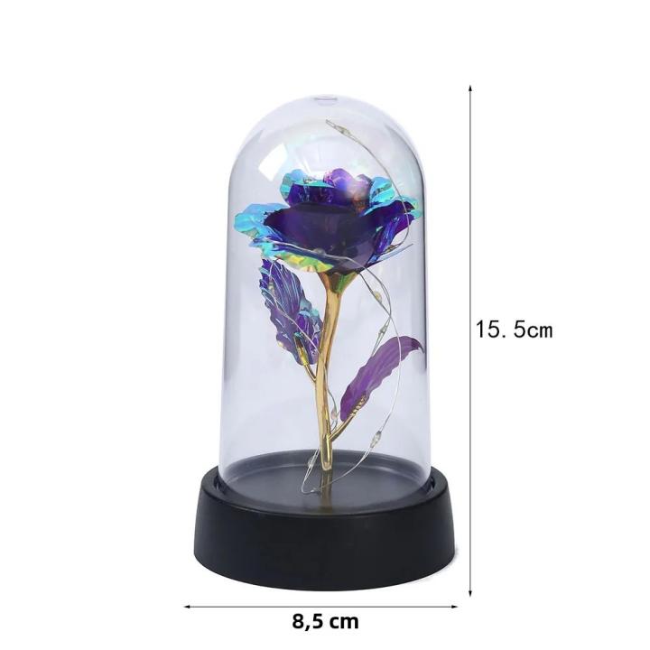 Rosa Eterna Con Luces De Hada Galaxia Encantada LED Para Fiesta De San Valentín Boda Mother's Day Decoración De Mesa Artificial Flor