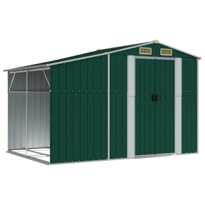 Cobertizo de jardín acero galvanizado verde 277x192,5x179 cm Decoración de muebles de jardín al aire libre - 1