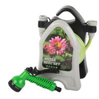 Manguera de riego con enrollador y pistola rociadora, 10 metros de longitud, media pulgada, resistente y flexible, ideal para jardín, terrazas y lavado de coches, sistema ajustable con múltiples modos de riego, fácil almacenamiento - details 1