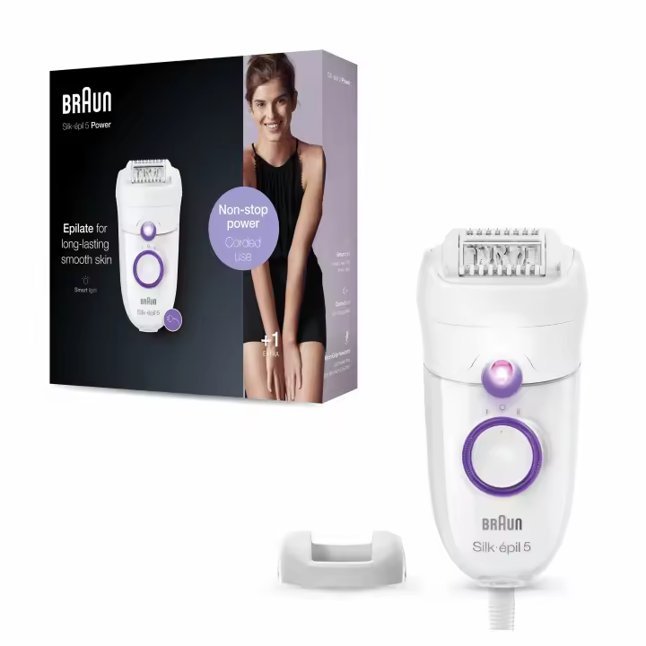 BRAUN Silk-épil SE5-505PDepiladora para mujer, contornos difíciles, ajuste velocidad, depilación cómoda - 1