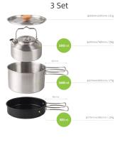Juego De Cocina Al Aire Libre En Acero Inoxidable Para Camping Y Senderismo Kit De Comedor Portátil Con Sartén Fregadero Y Kettle Para 3-5 Personas - details 1