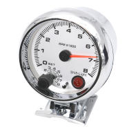 Tacómetro Eléctrico Blanco AD 3.75 Pulgadas 95mm Con Luz De Cambio Interna Para 4 6 8 Cilindros Rueda De Cromo Medidor De RPM 8000 - details 4
