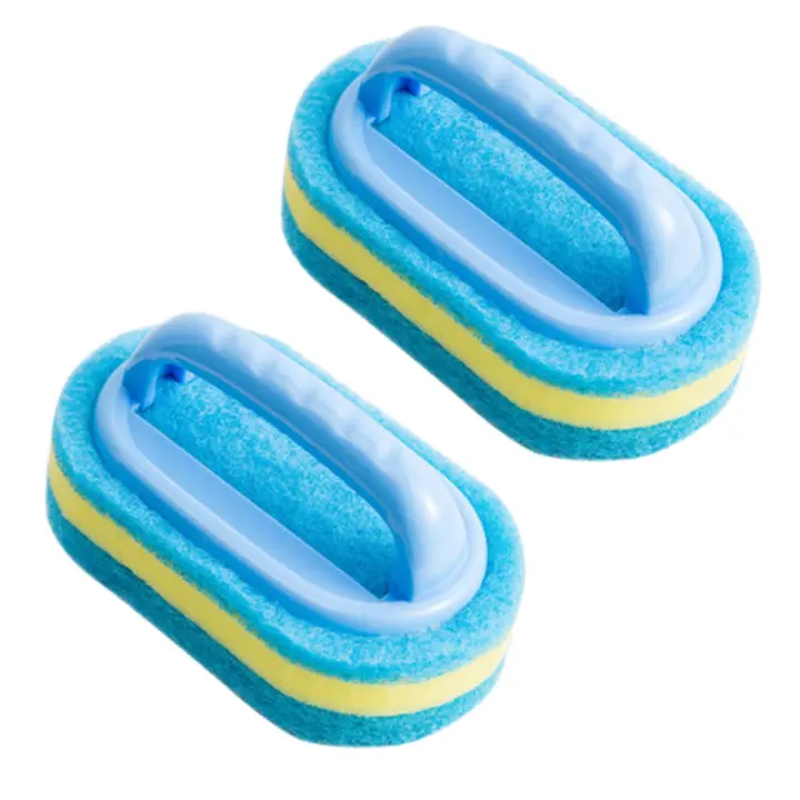 Cepillo de limpieza de esponja para cocina, baño, cepillo de esponja portátil con mango de plástico, 2 uds., cepillo de esponja multifunción - 1