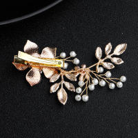 Clip De Pelo De Novia Con Cristales Y Perlas Florales Accesorios De Cabello De Moda Para Mujer Barretta De Boda Joyería De Cabello Para Damas De Honor - details 3