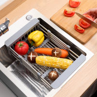 Escurridor de fregadero de cocina, escurridor de platos extensible de acero inoxidable, escurridor para lavar frutas y verduras, escurridor de almacenamiento - details 3