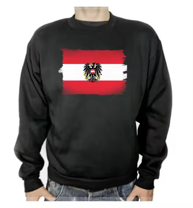 MERCHANDMANIA SUDADERA NEGRA bandera austria pais gobierno escudo adulto poliester algodón sweatshirt - 1