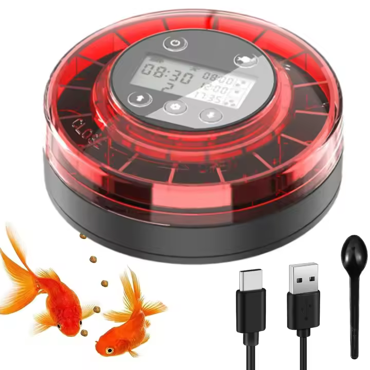 Alimentador automático de peces para acuario, dispensador automático de alimentos con temporizador, alimentador recargable con Cable USB, pantalla LCD - 1