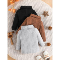 Conjunto De 3 Piezas Ootd Terno Para Bebé Recién Nacido Unisex Chico Y Niña Suéter Largo Manga Cálido Invierno Top Fashion 3-24 Meses - details 2
