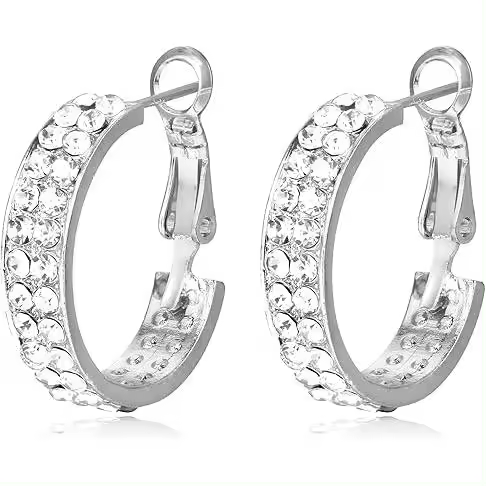 MOV-2 Pares de Pendientes Magnéticos de Blanca con Diamantes de Plata - Joyería Magnética para Mujeres para Lucir Elegantes y Sofisticadas - 1