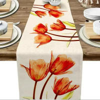 Corredor De Mesa De Lino Tulipán Estilo Rustico Farmhouse 13x70 Pulgadas Decoración Para Comedor Interior Y Exterior En Casa - details 3