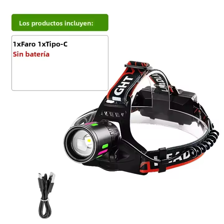 Linterna Frontal LED Potente 3500000LM 600W Recargable Por USB Para Camping Y Pesca Lámpara De Cabeza 1500M Con Angulo De Haz De 180° Impermeable - 1