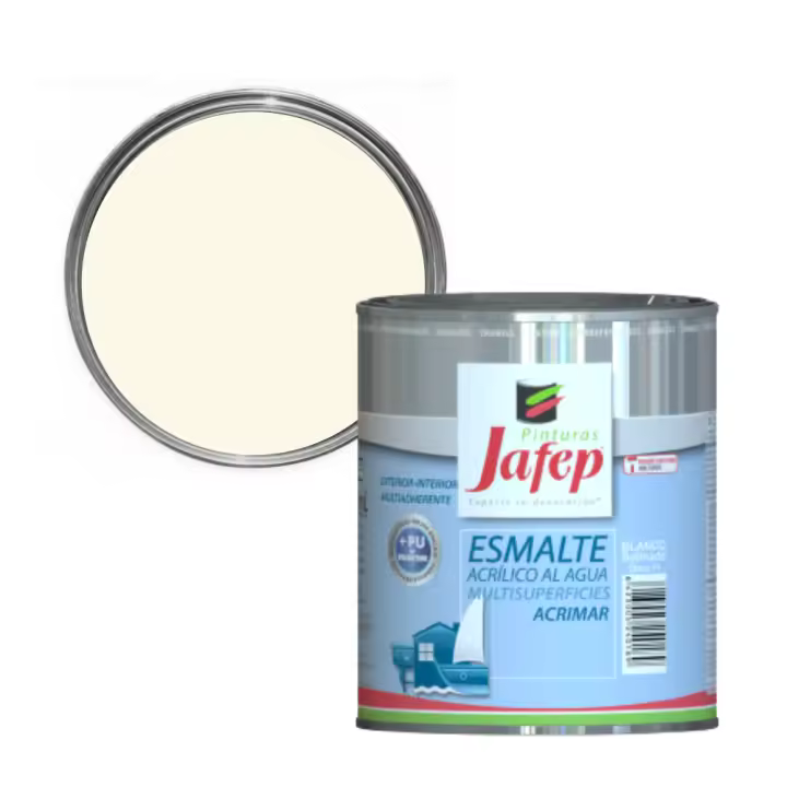 Jafep Esmalte Multisuperficie  Acrílico al agua Acrimar con Poliuretano de fácil aplicación y muy buena nivelación. Lavable, inodoro e ininflamable. No amarillea. Ofrece una extraordinaria dureza y resistencia al roce. - 1