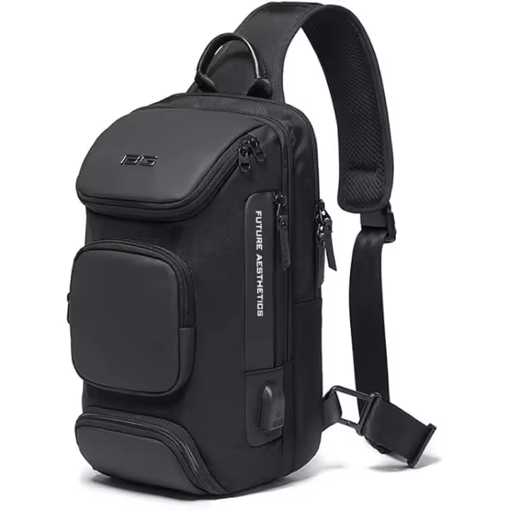 Mochila bandolera para hombre, mochila cruzada, impermeable, informal, con puerto de carga USB - 1