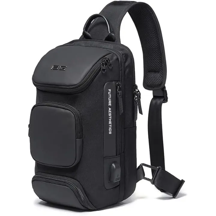 Mochila bandolera para hombre, mochila cruzada, impermeable, informal, con puerto de carga USB - 1