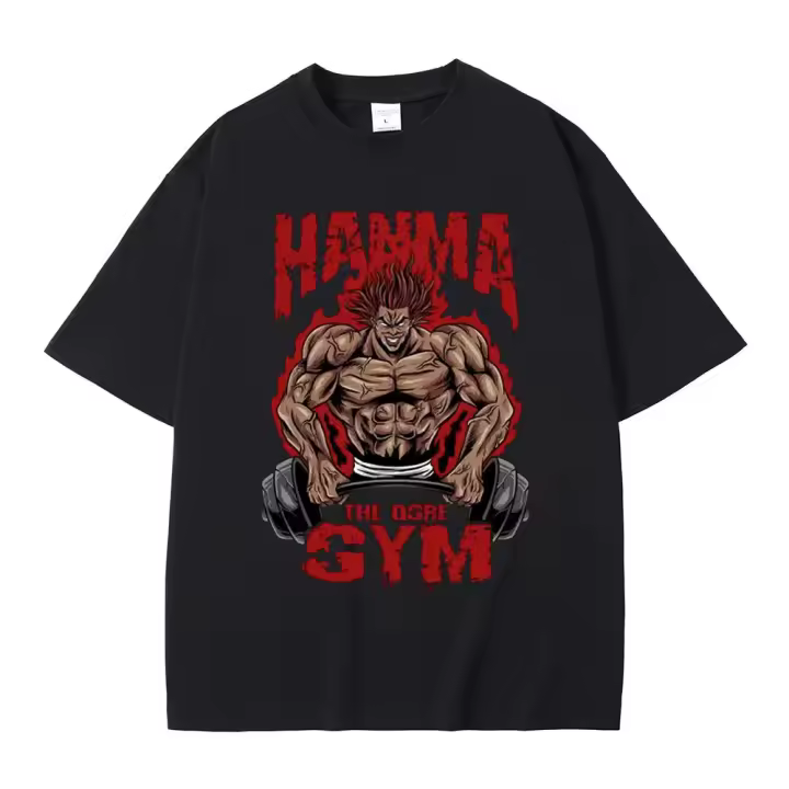 Camiseta De Manga Corta Para Hombres Con Estampado De Anime Japonés Baki Hanma Crew Neck Talla Grande Moda Casual - 1