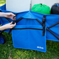 Aktive - Carro playa plegable, carrito de transporte, con ruedas giratorias 360º con frenos, mango multiángulo y 2 bolsillos (1 de quita y pon), máx. 80 kg de carga, espacioso y versátil, de acero y poliéster, diseño plegable, incluye funda - details 6