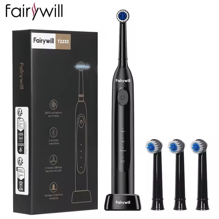 Fairywill Cepillo De Dientes Eléctrico Para Adultos Con 4 Cabezas De Cepillo 3 Modos Recargable Con Sensor De Presión Vida Útil De Hasta 30 Días - 1