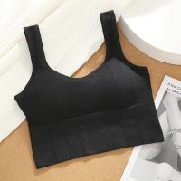 Top De Gimnasio Para Mujer En Color Transparente Y Negro Anti-Sudor Shockproof Push up Deporte Yoga Entrenamiento Top Corto Sin Costuras - details 6
