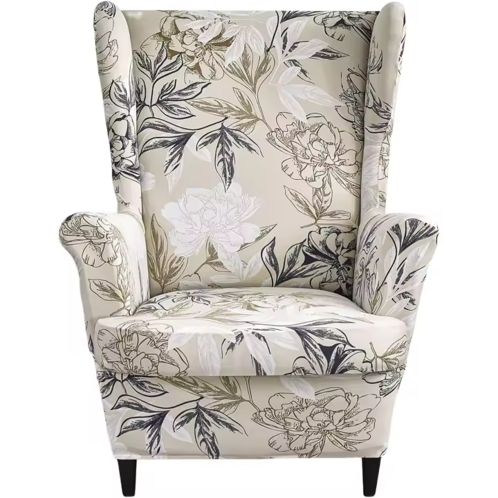 Fundas para sillones orejero, 2 piezas, elastano elástico, fundas para sillones orejero, fundas estampadas para sofá, fundas para sillones orejero, 4 - 1