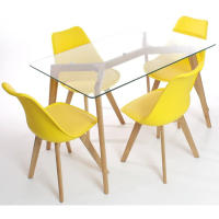 ORION91 Silla SIRIO Color Mostaza Acolchado Piel Sintética y Patas Haya 54x81x48cm Comedor Oficina Salón Teletrabajo Cocina - SpazioLuzio - details 1