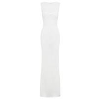 Vestido Maxi De Punto Para Mujer Verano Playa Sin Mangas Rosa Translúcido Ajustado Silueta A-Line Cuello Redondo Estilo High Street - details 2