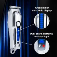 Cortapelos de acero inoxidable plateado para barberos profesionales e individuos para recortar todo tipo de cabello, barba, cuerpo/pecho, recortador inalámbrico recargable - details 5