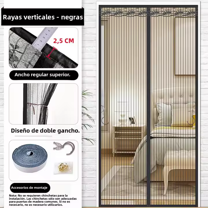 Nueva Cortina De Puerta Magnética 2024 Malla De Insectos Anti-Mosquitos Cierre Automático Tamaño Personalizable Instalación Fácil Para El Hogar - 1