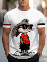 Camiseta De Conejo De Dibujo Animado Personalizado Para Hombres Con Estilo Callejero Mangas Cortas Y Tela Rápida Secado Cómoda Transpirable Y De Wicking De Humedad Para Viajes - details 5